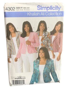 Simplicity 4302 Misses' Jacket Sewing Pattern Size 18W-16W 18W 20W 22W 24W Uncut